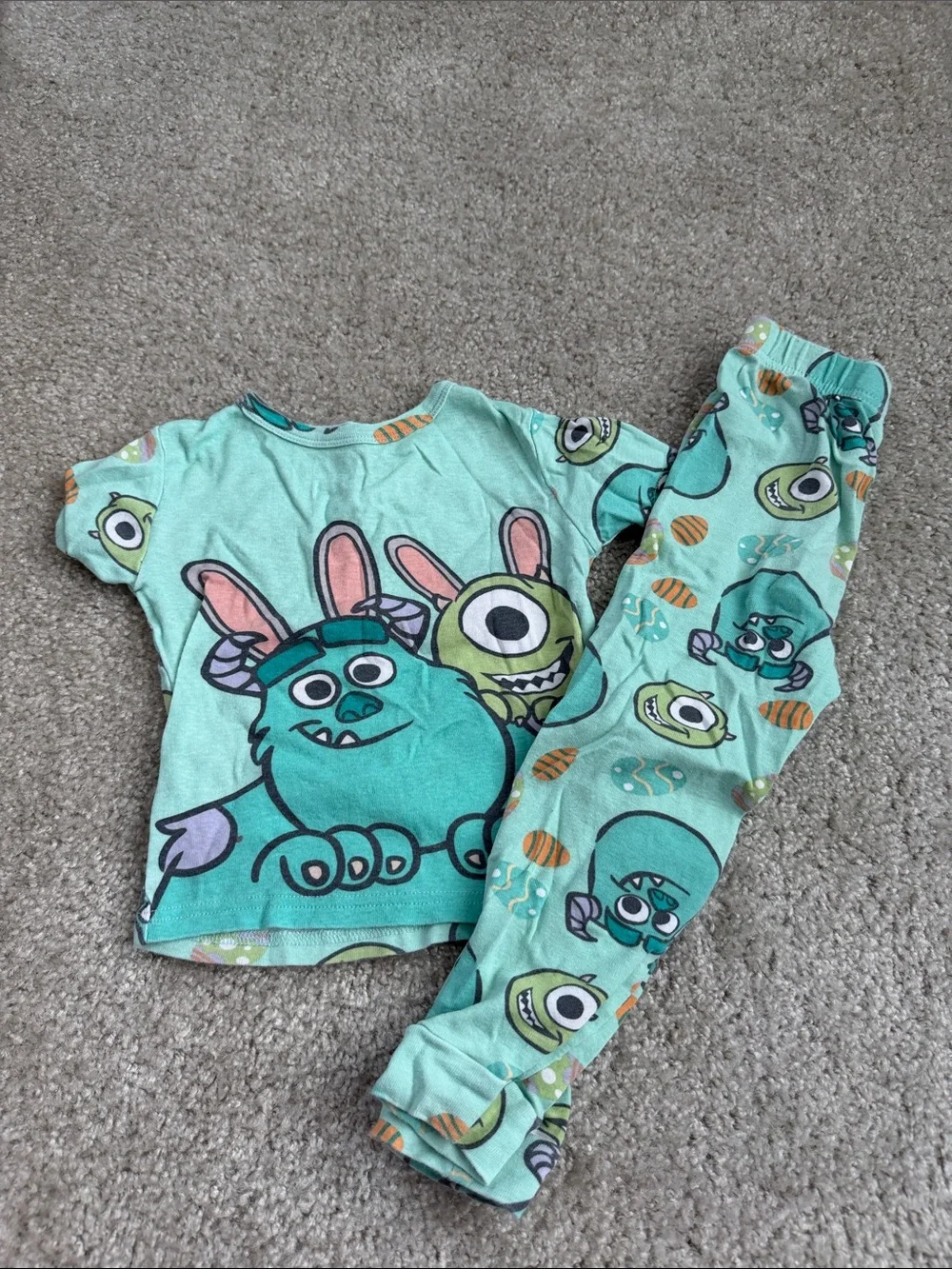 Disney Mint Green Monsters Kids Pajama Set
